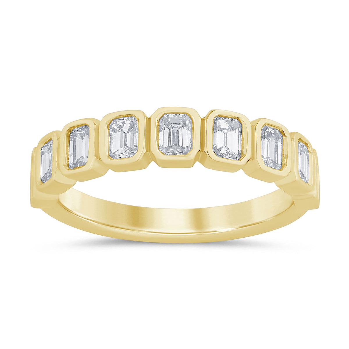 Emerald Cut Bezel Set Diamond Band
