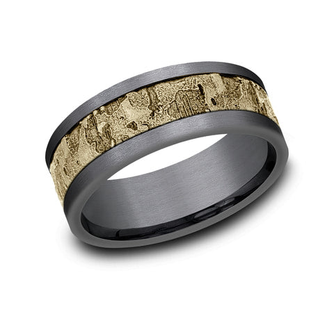 Grey Tantalum and White Gold Wedding Band