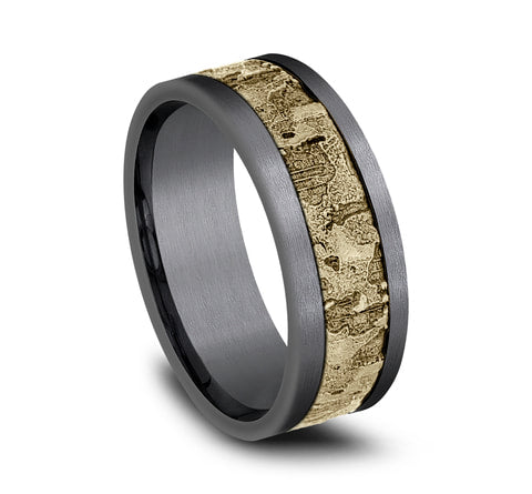 Grey Tantalum and White Gold Wedding Band