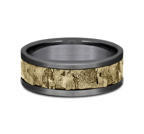 Grey Tantalum and White Gold Wedding Band