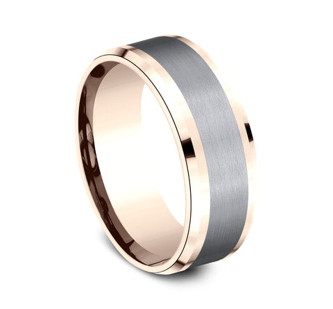 Grey Tantalum and White Gold Wedding Band