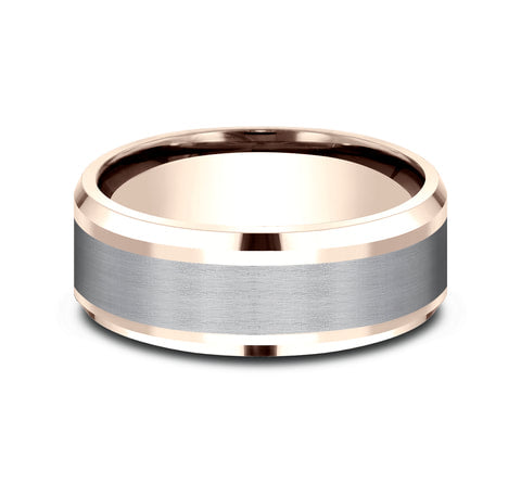 Grey Tantalum and White Gold Wedding Band