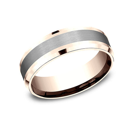 Gray Tantalum and Yellow Gold Wedding Band