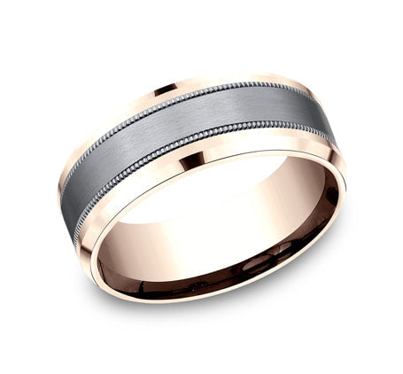 Grey Tantalum and Gold Wedding Band