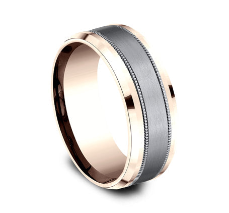 Grey Tantalum and Gold Wedding Band