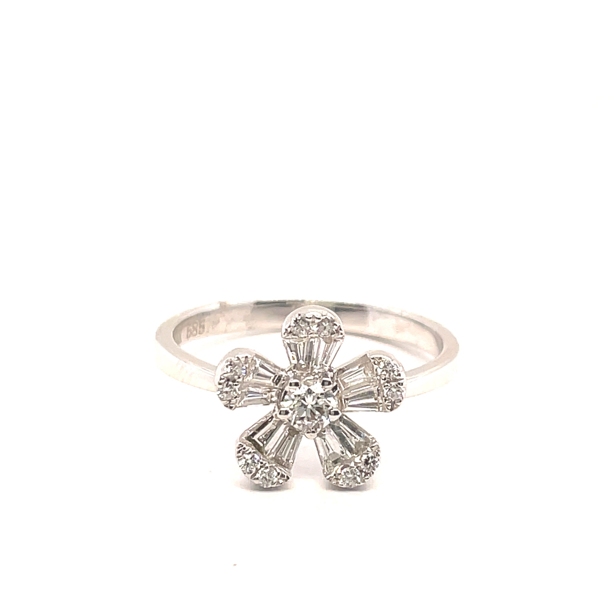 Diamond Five Petal Flower Ring