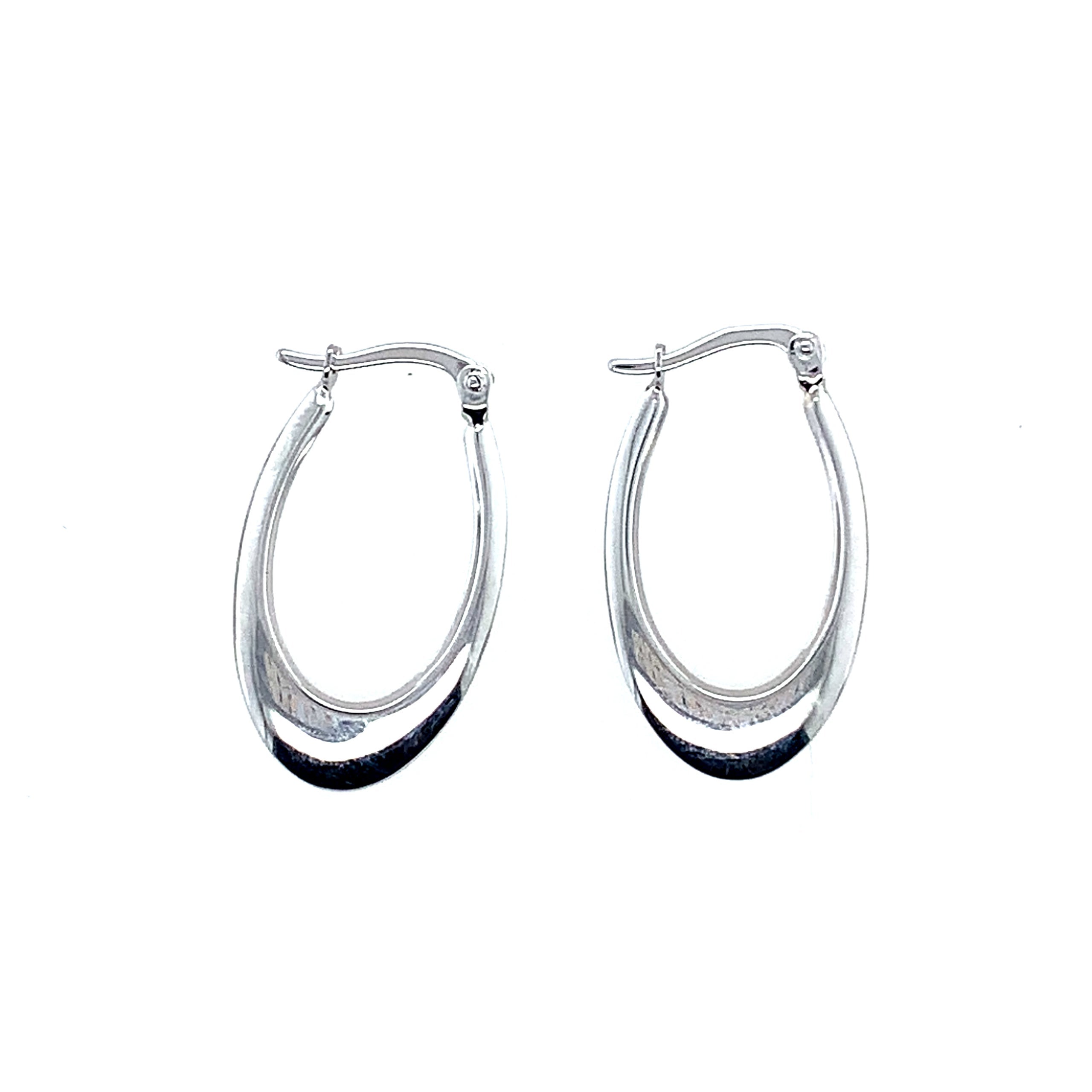 14K Oval Polished Hoop Earrings