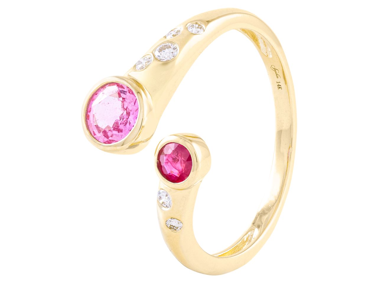 Pink Sapphire and Diamond Bypass Ring