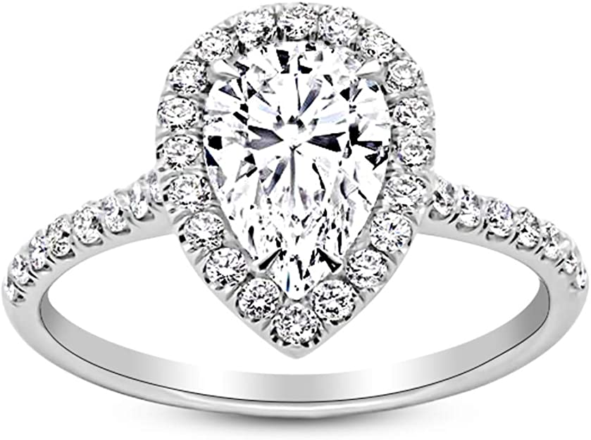 Pear Shape Diamond Halo Engagement Ring