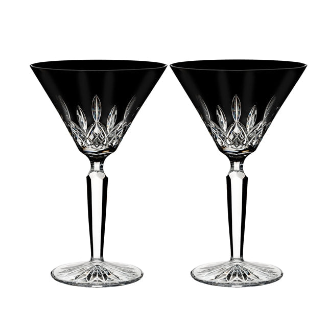 Waterford Lismore Black Crystal Martini Glasses - Set of 2