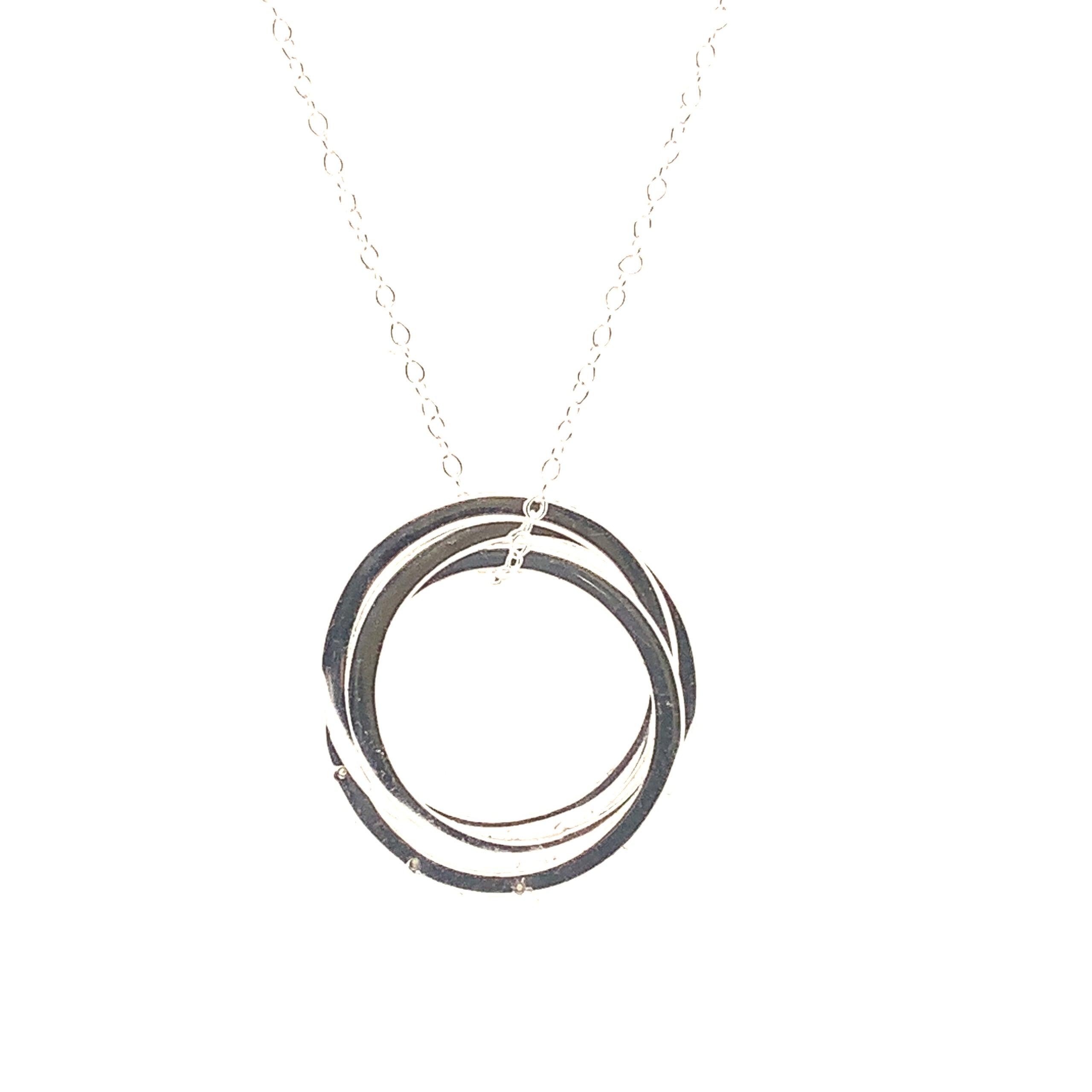 Sterling Silver and Cubic Zirconia Triple Circle Pendant Marquis