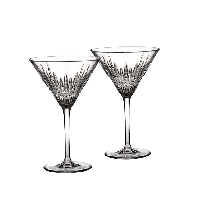 Set of 2 Waterford 8oz. Hand Made Crystal Martini Glasses