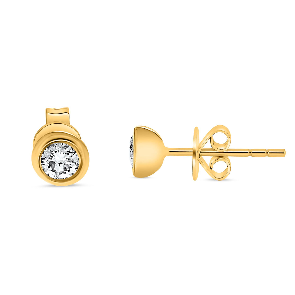 0.50 CTW Bezel-Set Round Diamond Stud Earrings