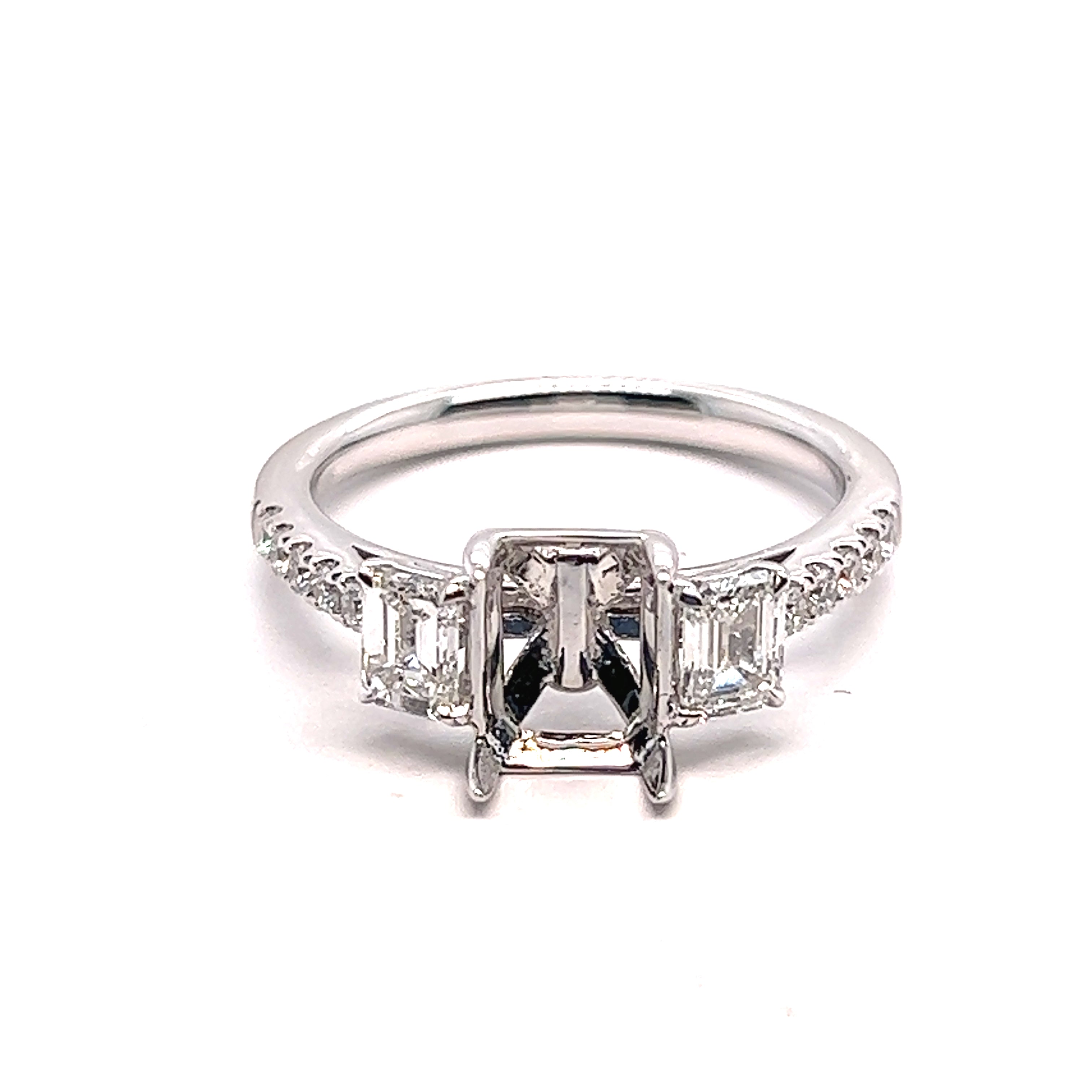 Diamond Emerald Cut Engagement Ring Setting