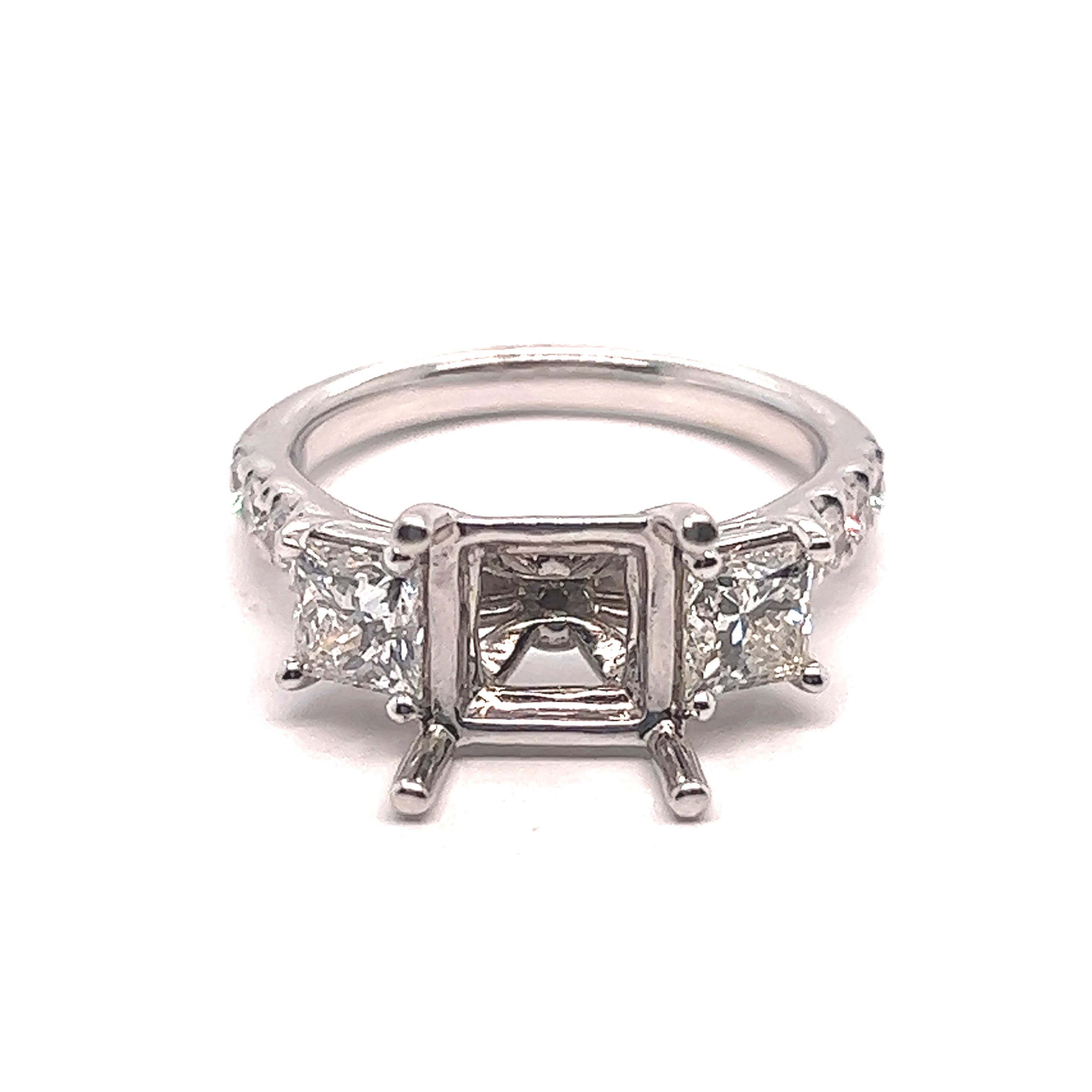 Diamond Princess Cut Engagement Ring Setting