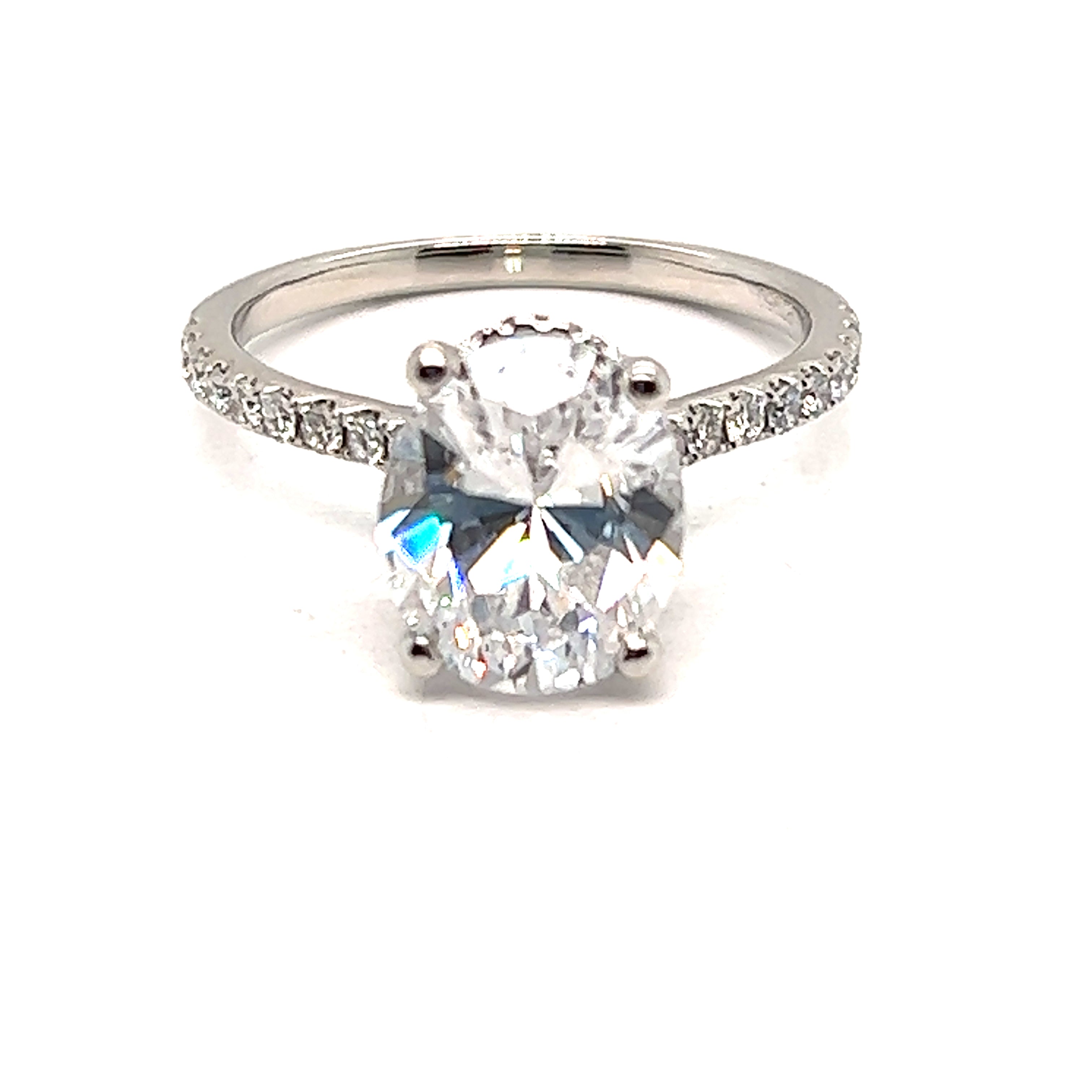 Oval Diamond Engagement Ring Setting with Hidden Halo