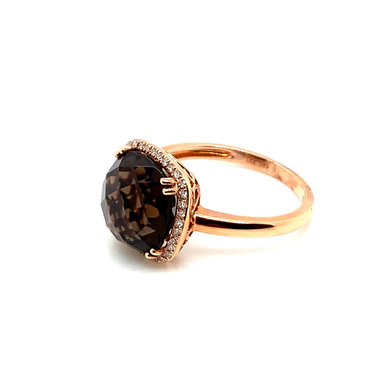 Smokey Brown Topaz Diamond Ring