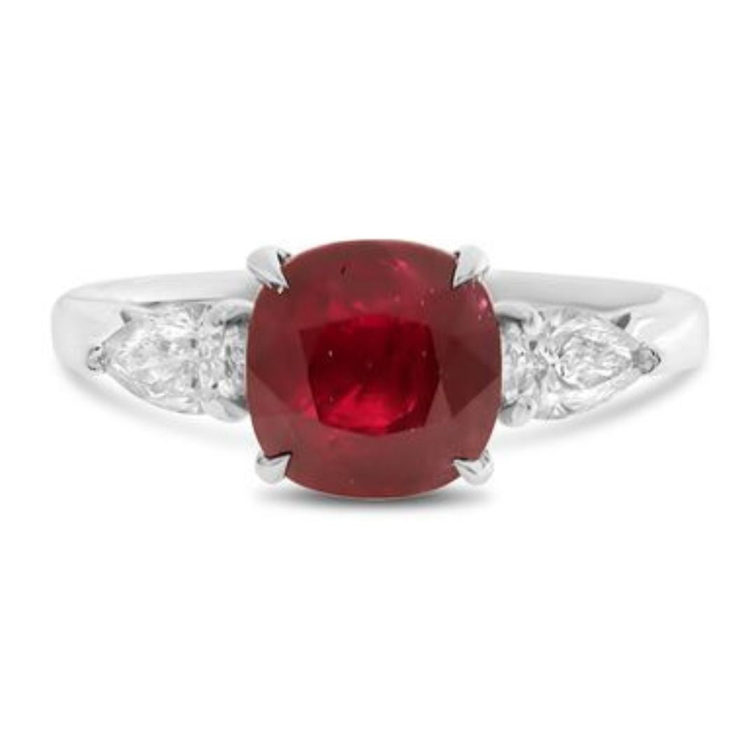 Cushion Cut Ruby and Diamond Ring