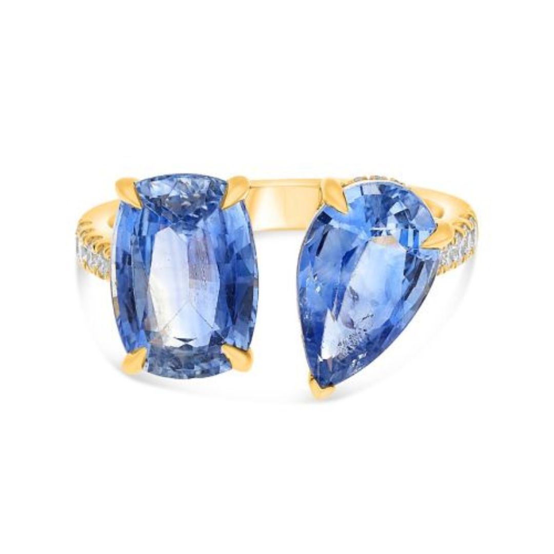 Toi et Moi Blue Sapphire and Diamond Ring