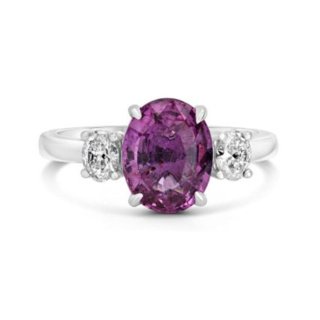 Oval Pink Sapphire and Diamond Ring