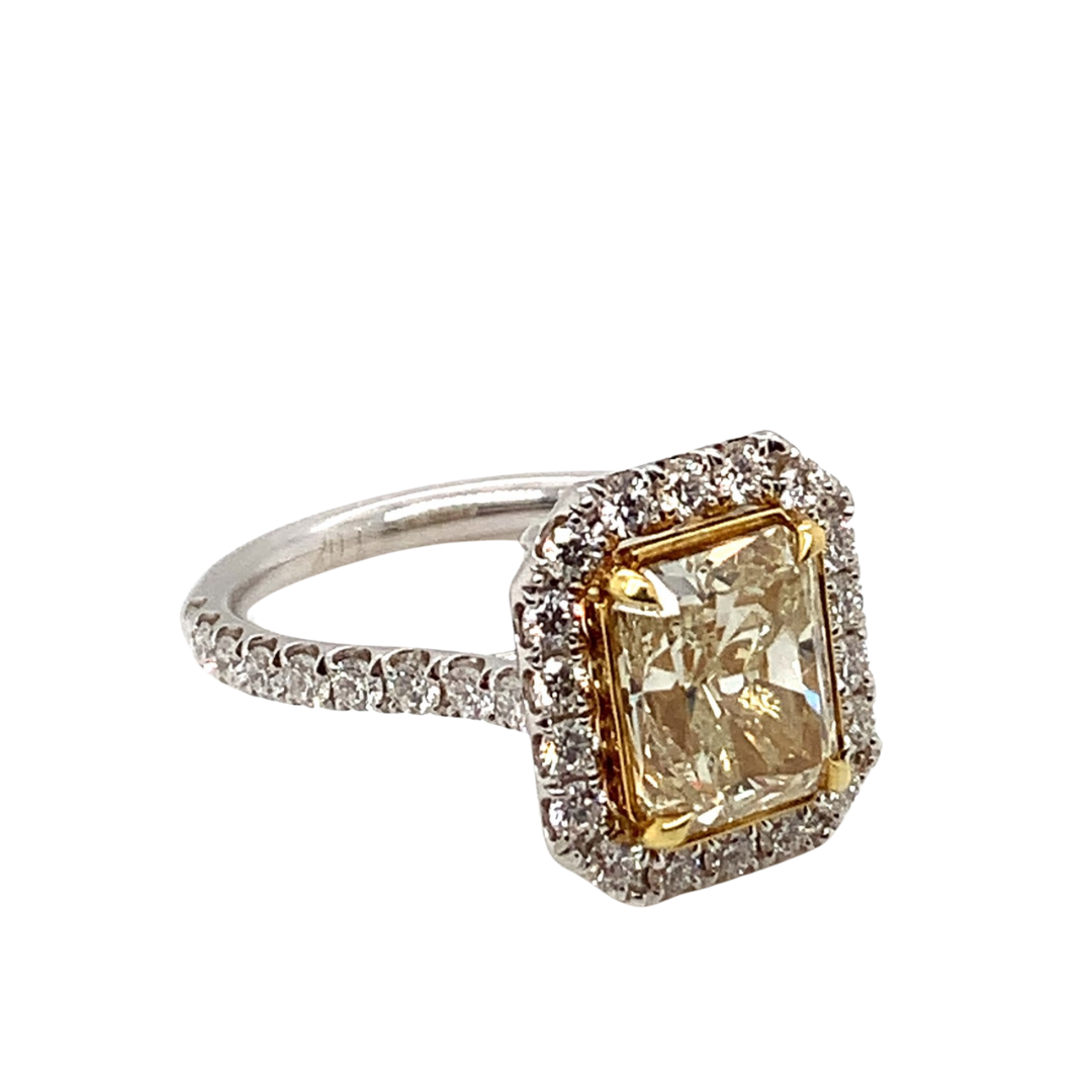 Radiant Cut Yellow Diamond Halo Ring