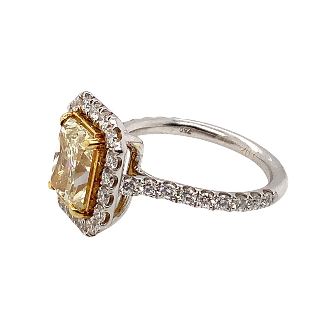 Radiant Cut Yellow Diamond Halo Ring