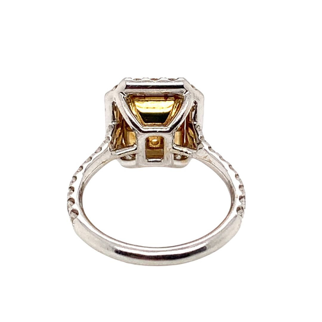 Radiant Cut Yellow Diamond Halo Ring