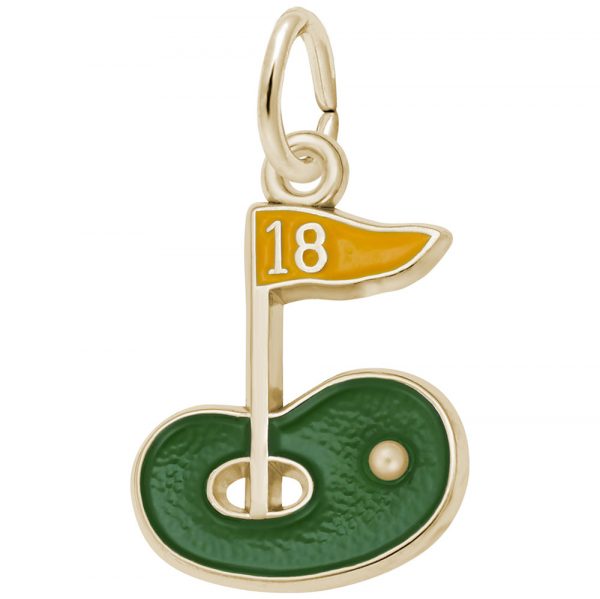 Rembrandt Charms Painted Golf Green Charm with Pearl
