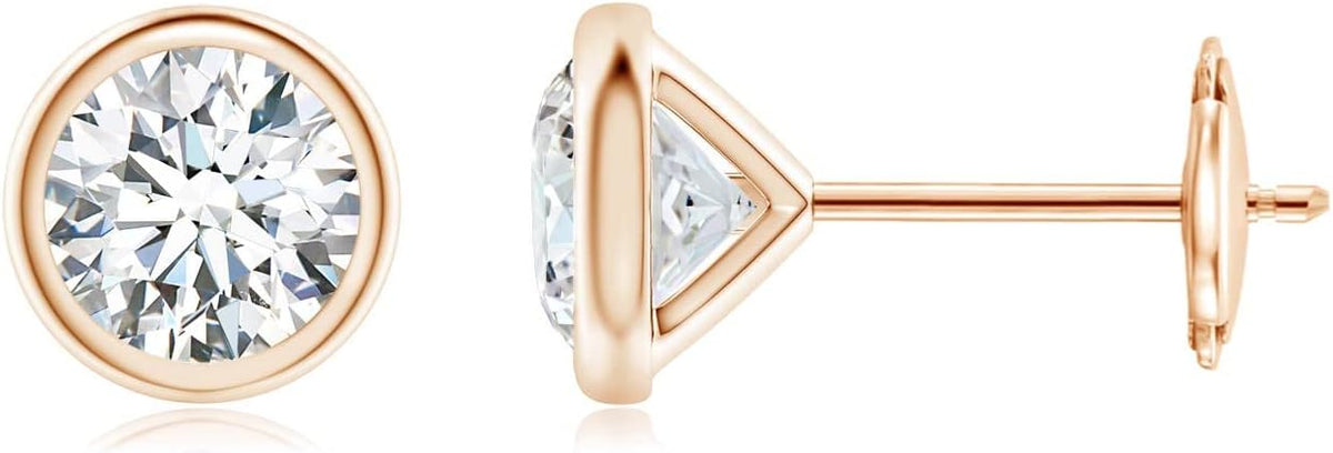 0.80 CTW Classic Diamond  Bezel Set Stud Earrings