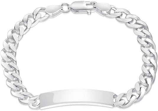Curb Link Sterling Silver ID Bracelet 9"