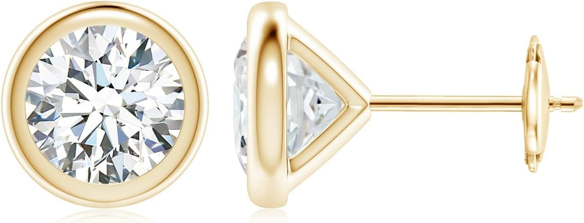 0.80 CTW Classic Diamond  Bezel Set Stud Earrings