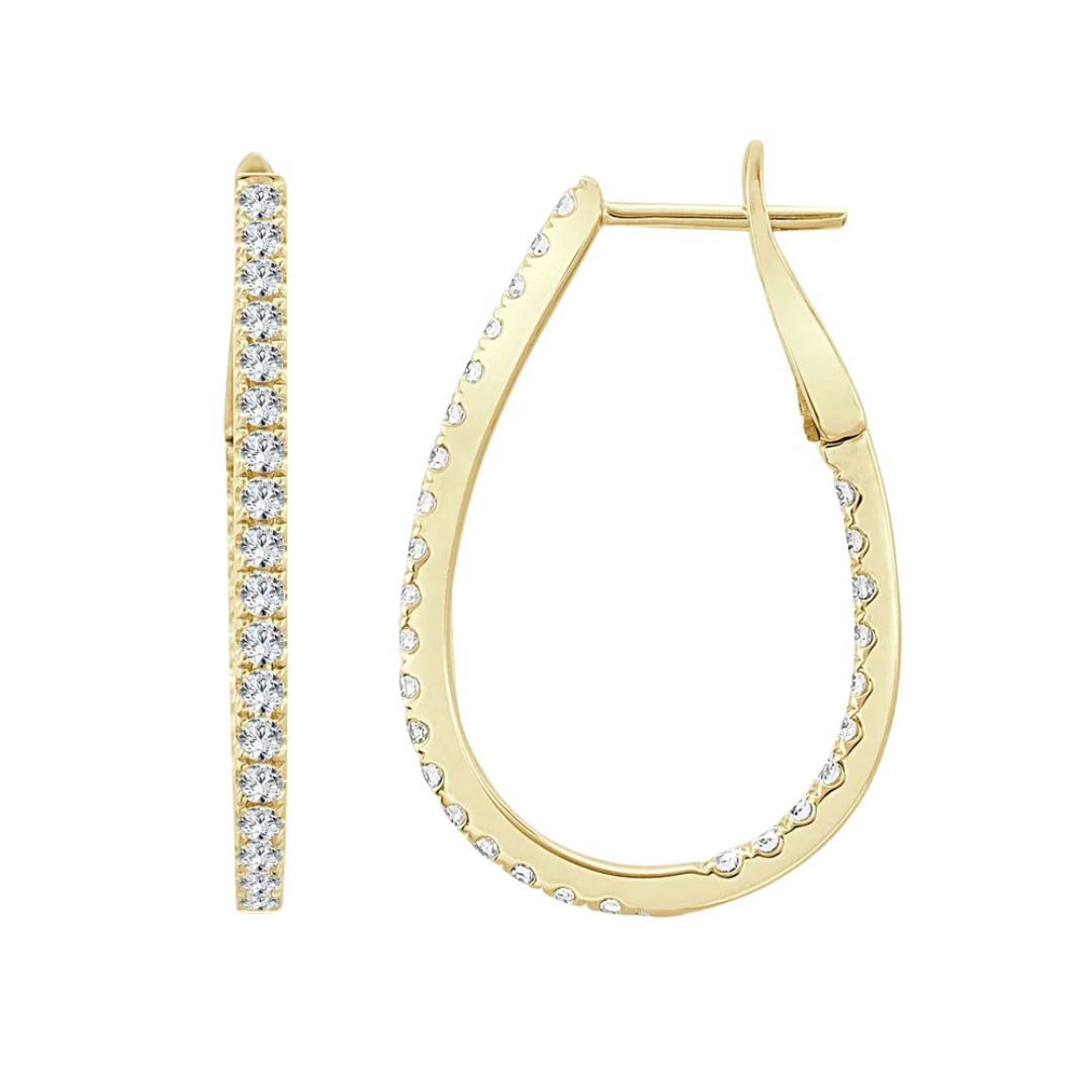 Tear Drop Diamond Inside Out Hoop Earrings