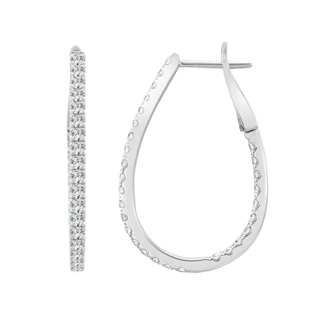 Diamond Inside Out Pear Shape Hoop Earrings