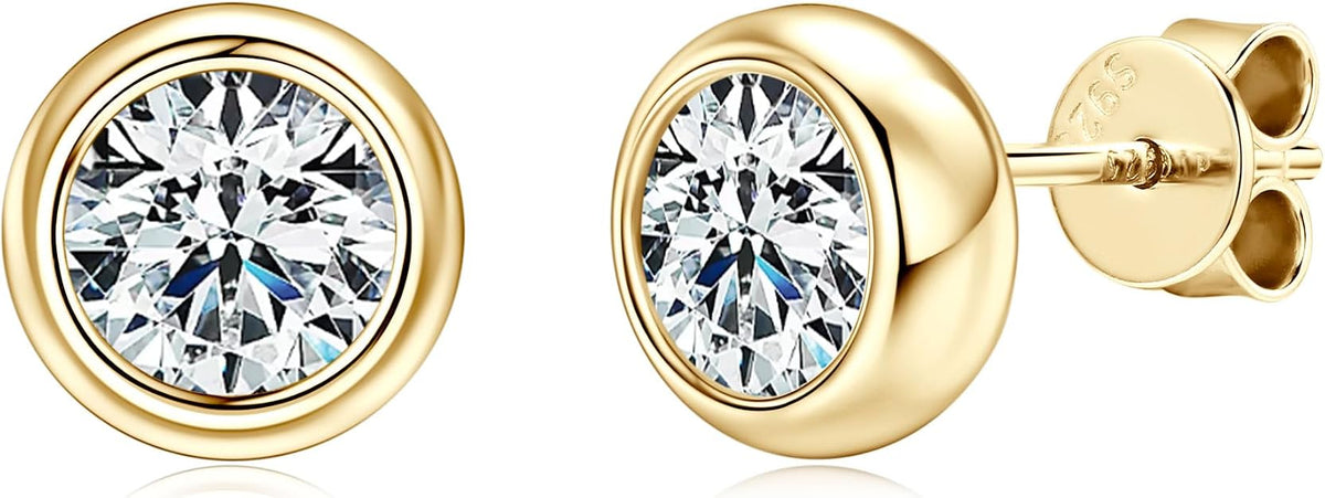 0.51 CTW Classic Diamond  Bezel Set Stud Earrings