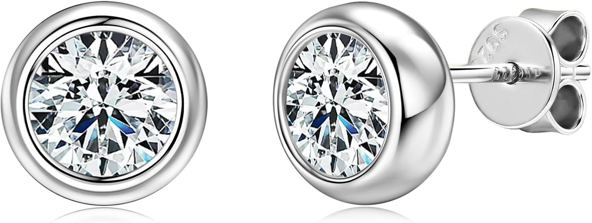 0.51 CTW Classic Diamond  Bezel Set Stud Earrings