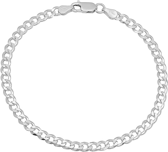 Curb Link Sterling Silver Bracelet 9"