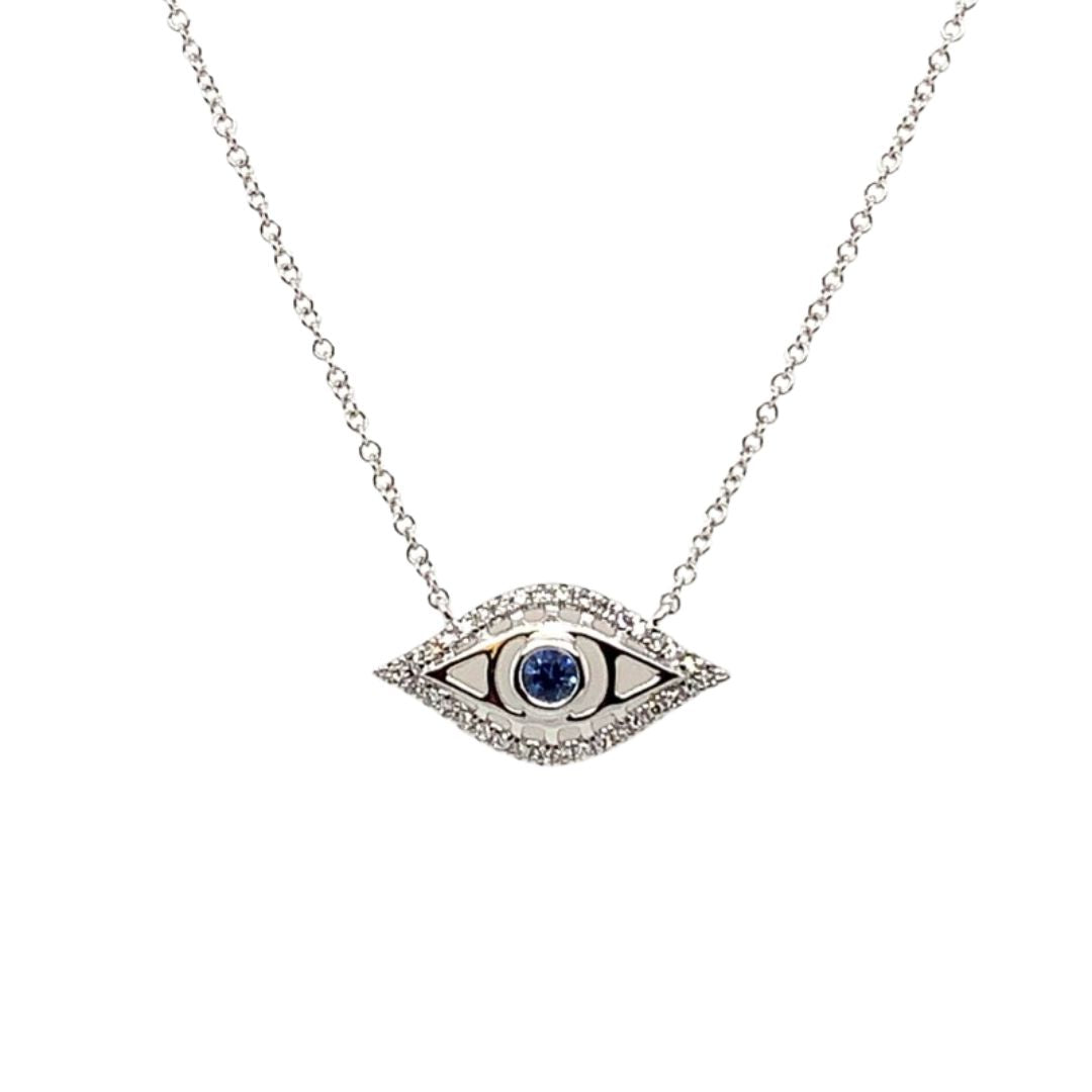 Evil Eye Diamond and Sapphire Necklace