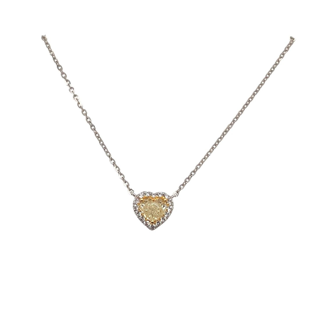 Yellow Diamond Heart Pendant Necklace