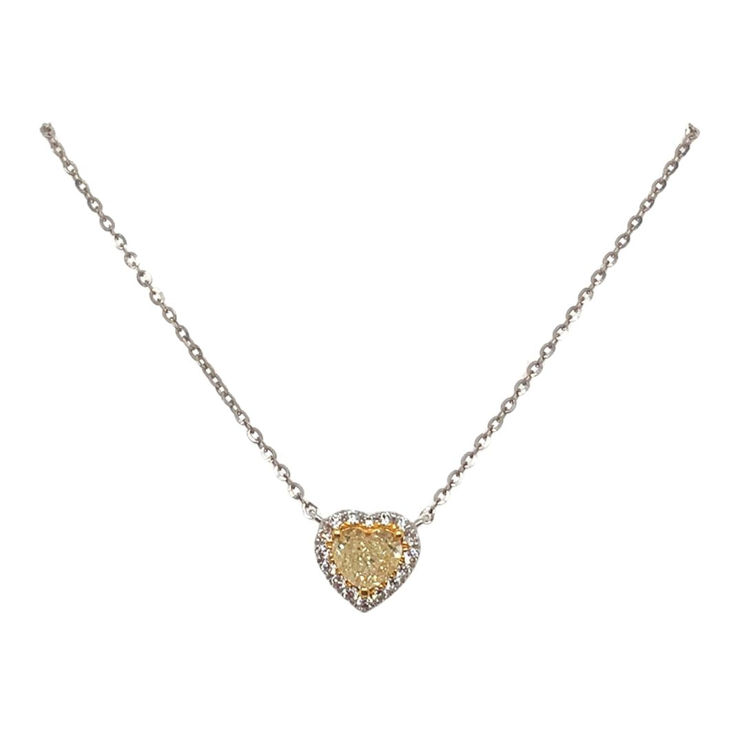 Yellow Diamond Heart Pendant Necklace