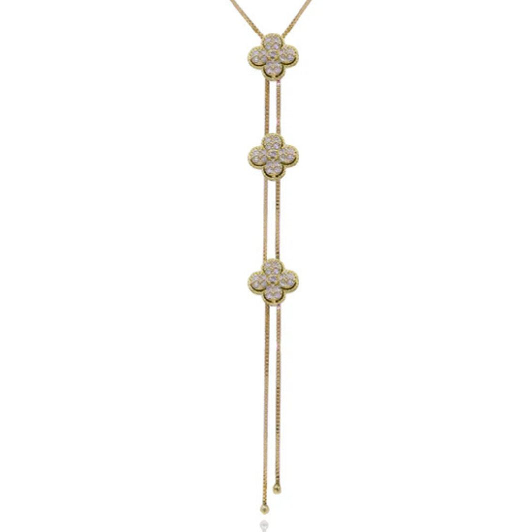 Diamond Clover Lariat Necklace
