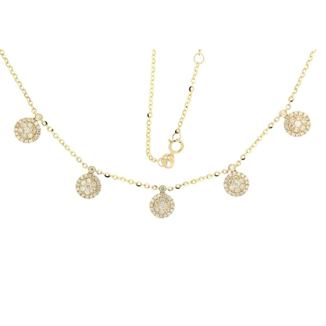 Diamond Halo Disc Station Necklace