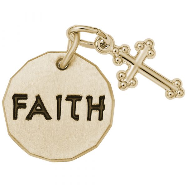 Rembrandt Charms Faith Tag with Botonny Cross Accent Charm