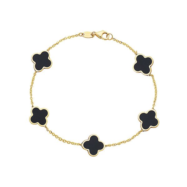 Onyx Clover Station Bracelet