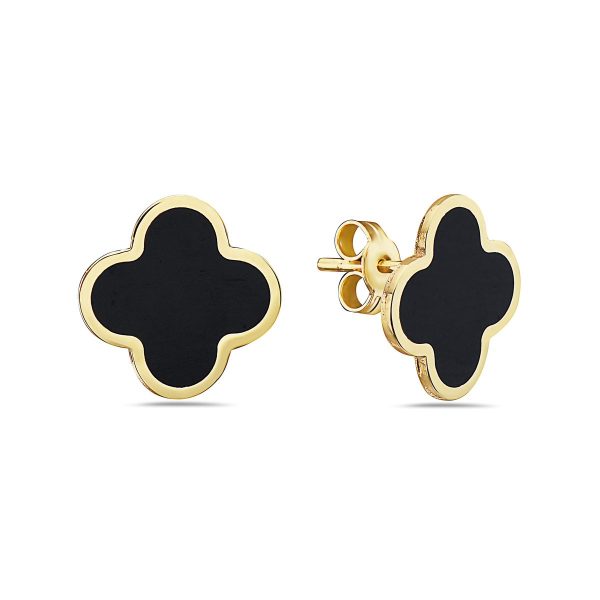 Onyx Clover Stud Earrings