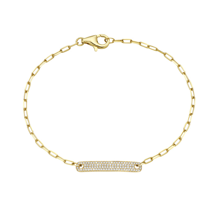 Paperclip Pave Diamond Bar Bracelet