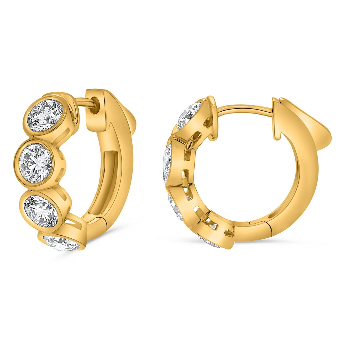 Bezel-Set Diamond Hoop Earrings