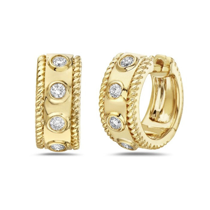 Bezel Set Diamond Huggie Earrings