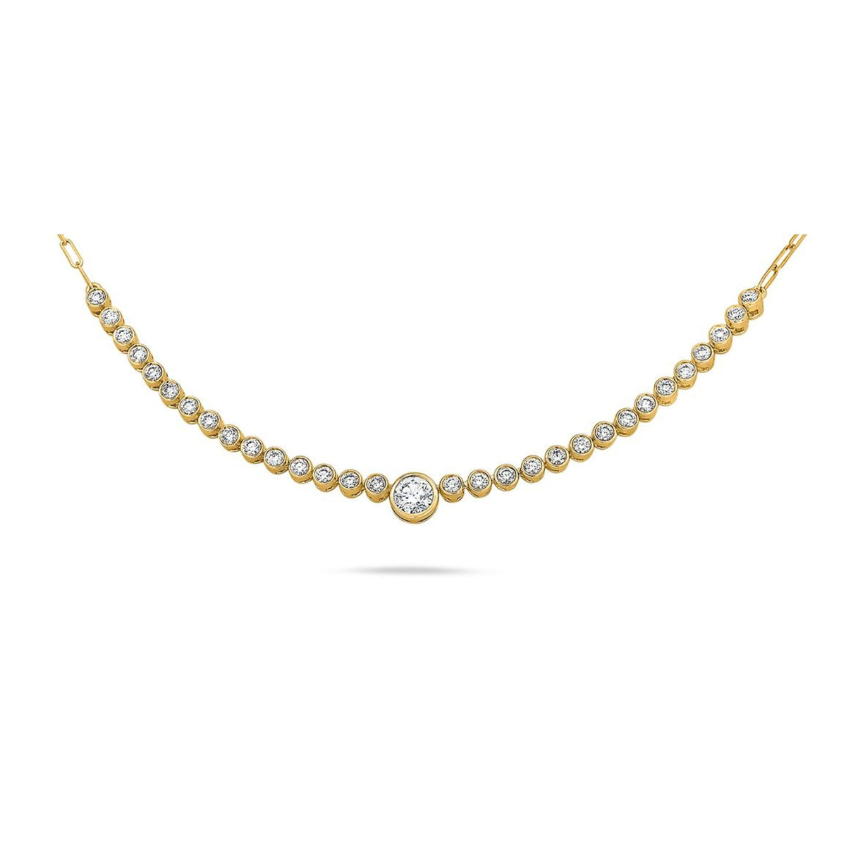 Bezel Set Diamond Paperclip Necklace
