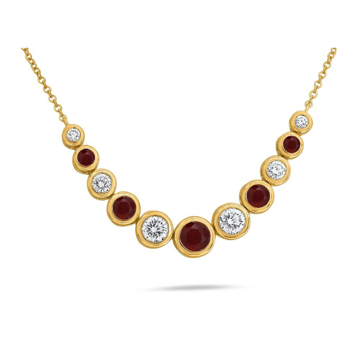 Bezel Set Diamond and Gemstone Necklace