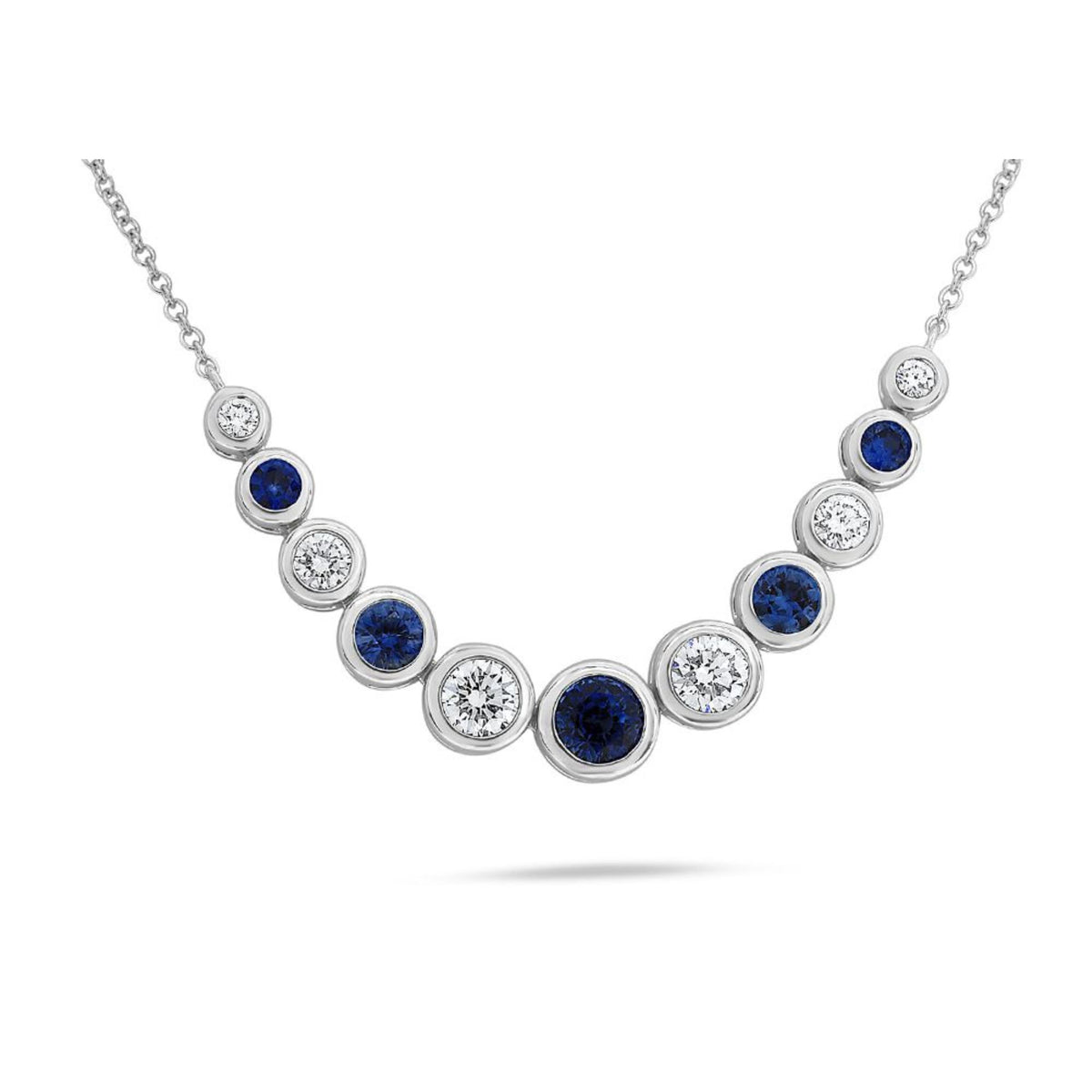 Bezel Set Diamond and Gemstone Necklace